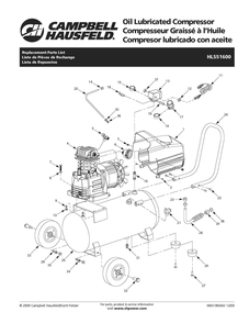 Hl551600 Tank Parts Diagram and Parts List for HL551600  Campbell Hausfeld Compressor